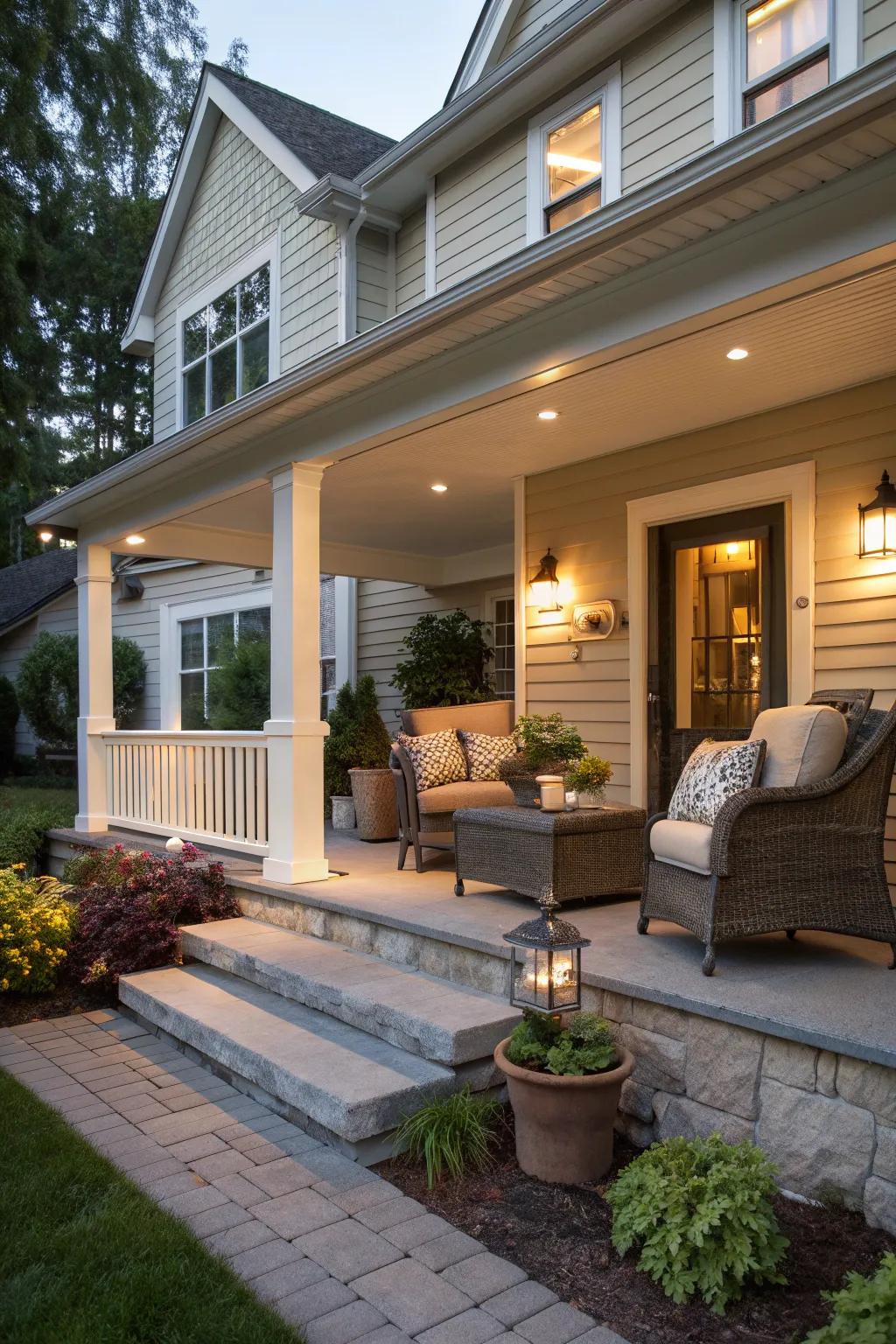 Create a welcoming seating area on your porch.