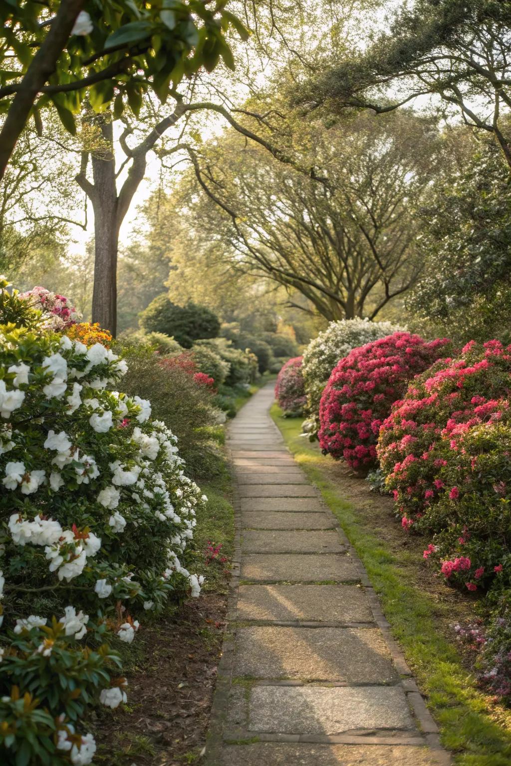 Gardenias create an inviting and fragrant pathway.