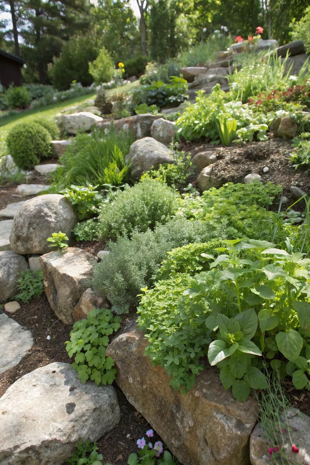 A functional and beautiful edible rock garden.
