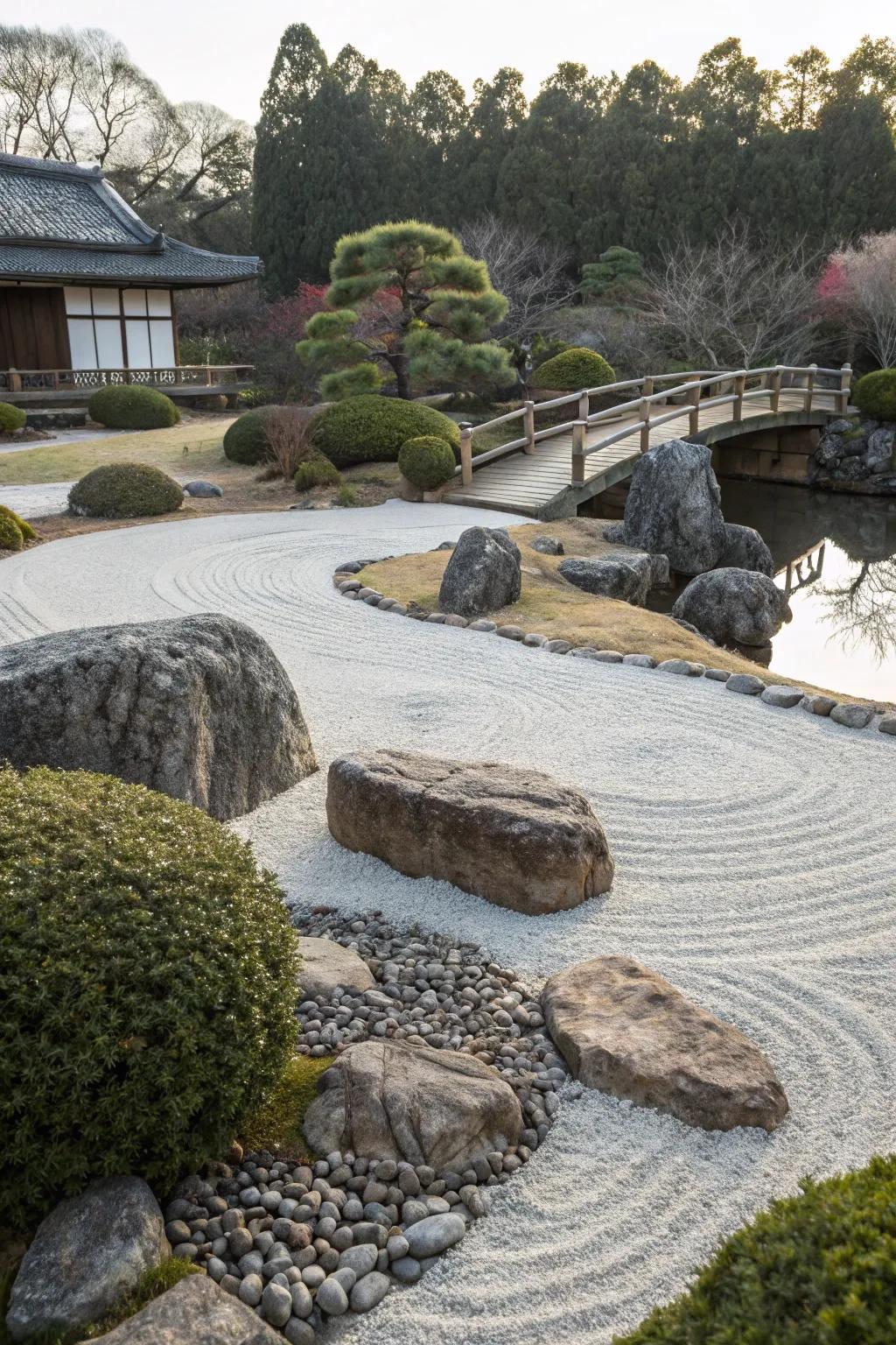 A zen-inspired Japanese rock garden.