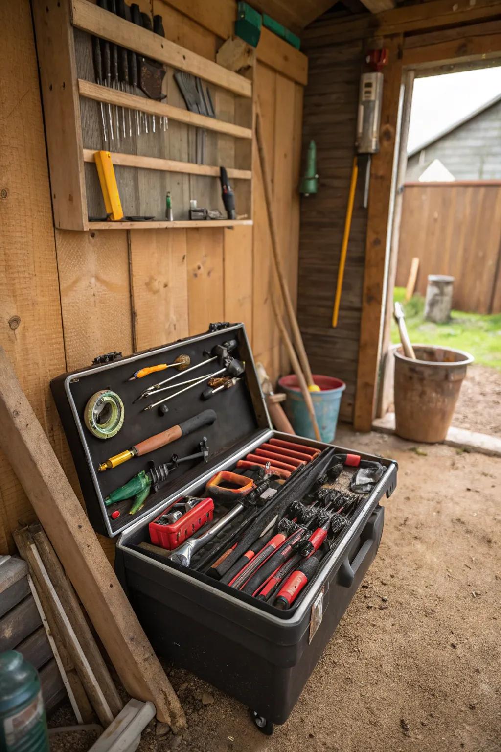 A rolling toolbox offers flexible and mobile storage.