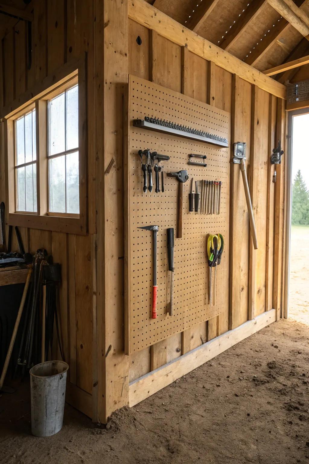 Shadow boards keep tools organized and easy to locate.