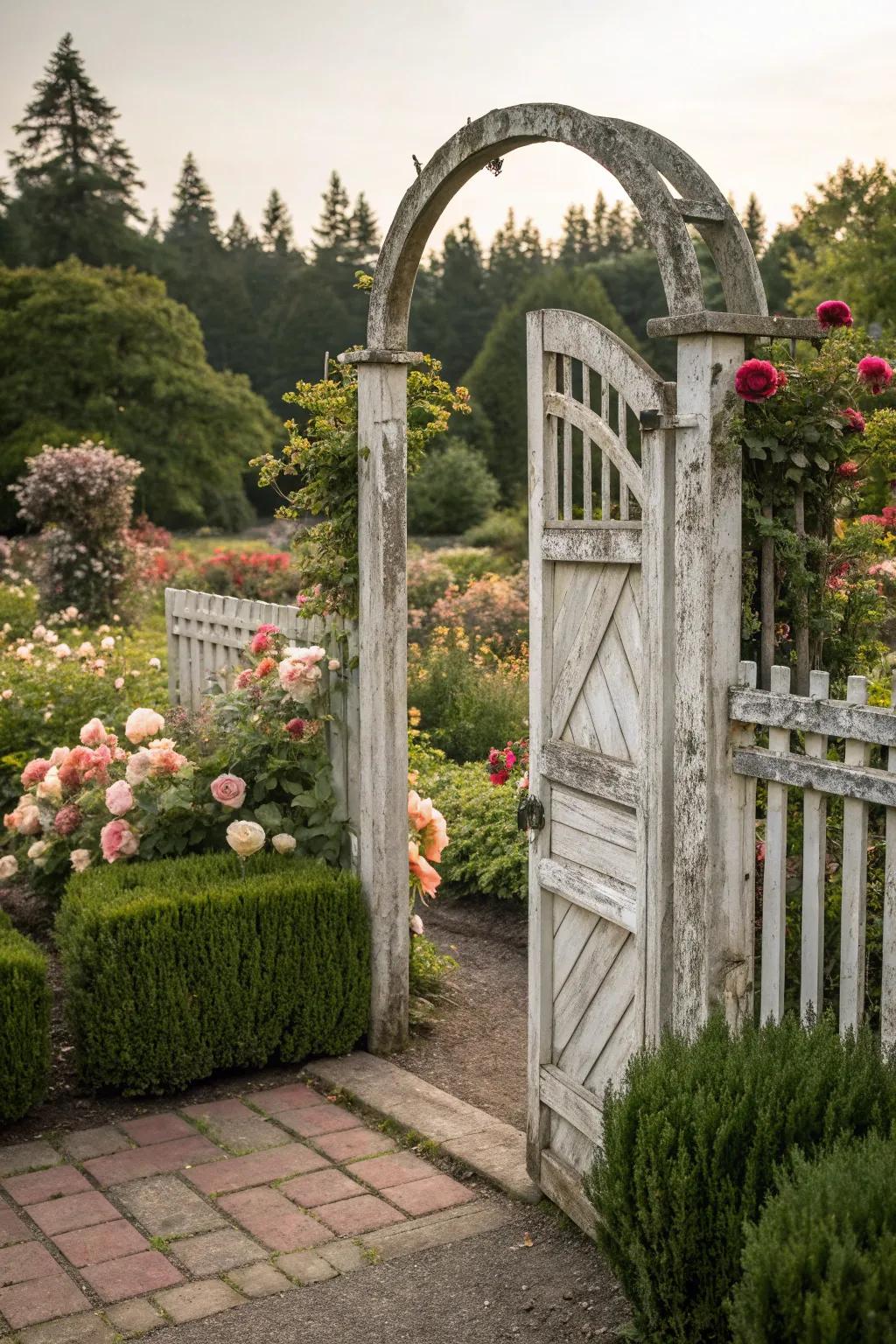 An arched top gate exudes timeless elegance in any yard.