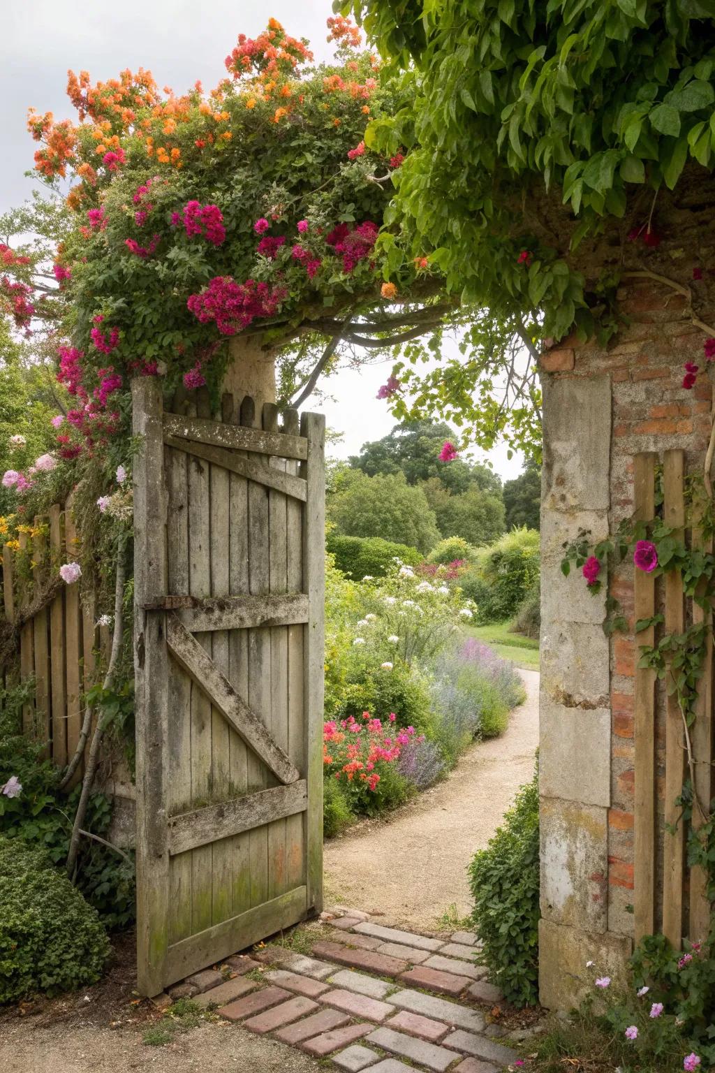 Integrate plants into your gate for a natural and harmonious look.