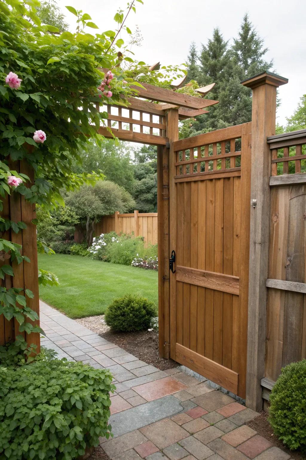A high solid gate offers privacy and seclusion in your outdoor space.