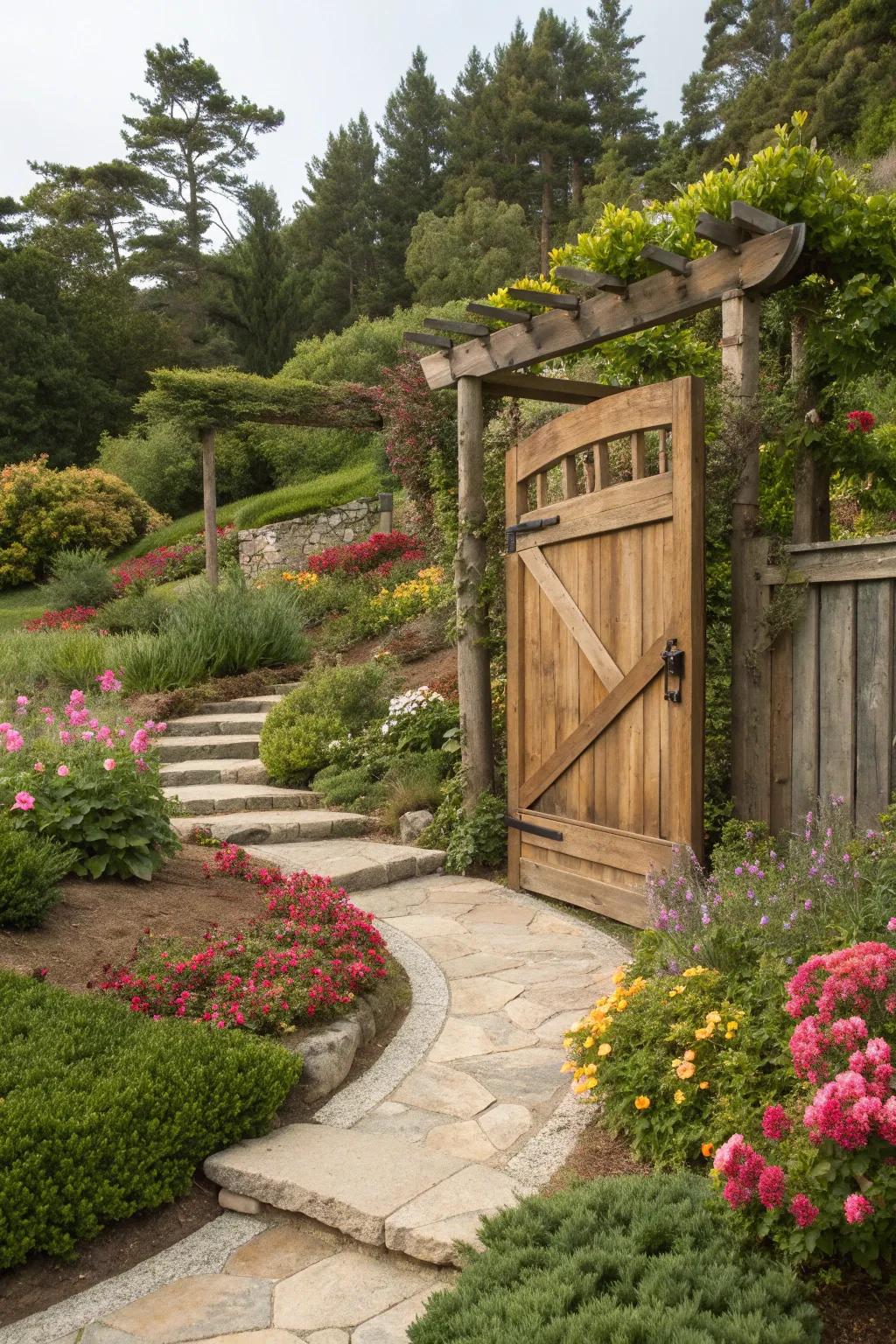 Staggered heights add a unique and artistic flair to your gate.