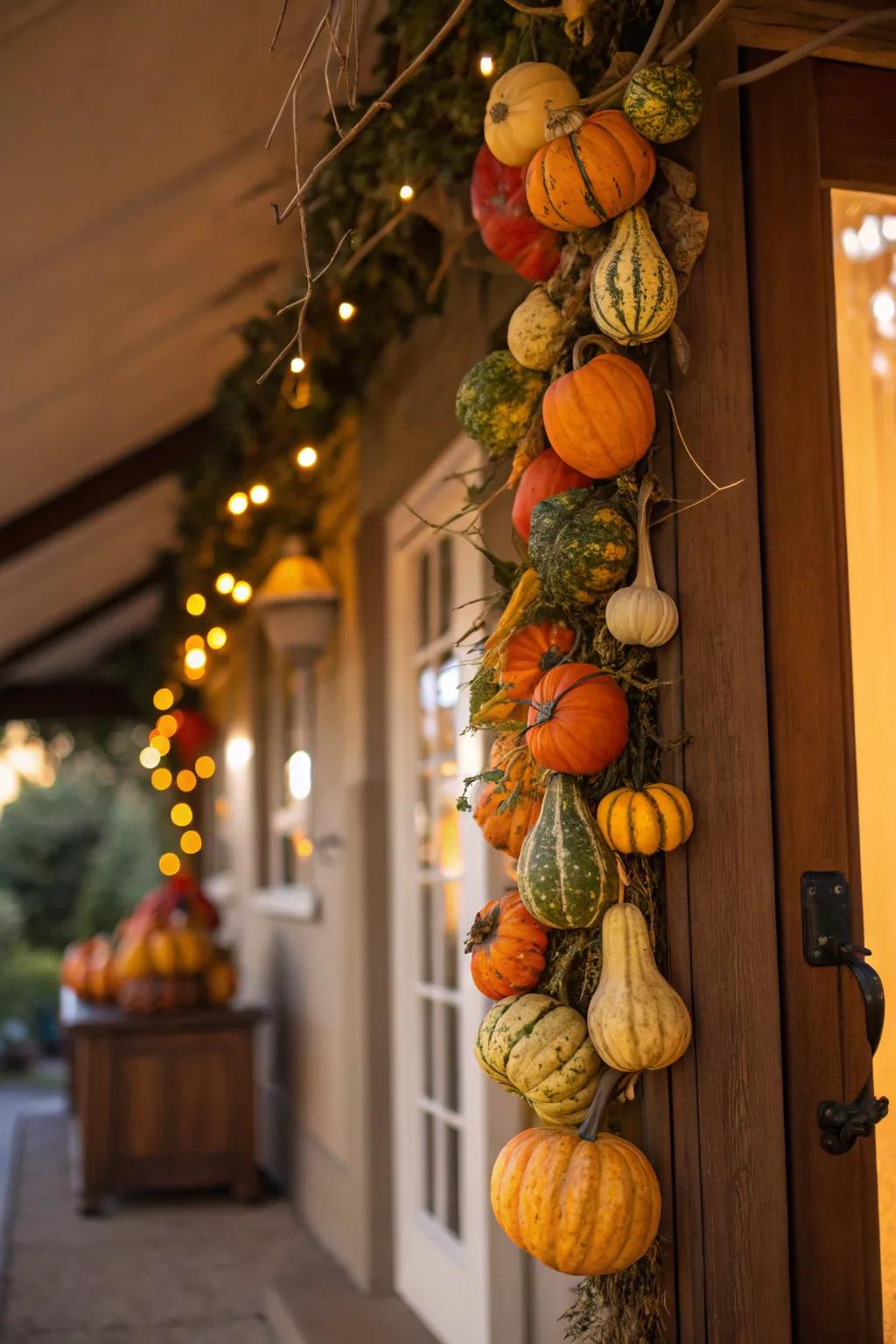 Gourd garlands add a unique and festive touch.