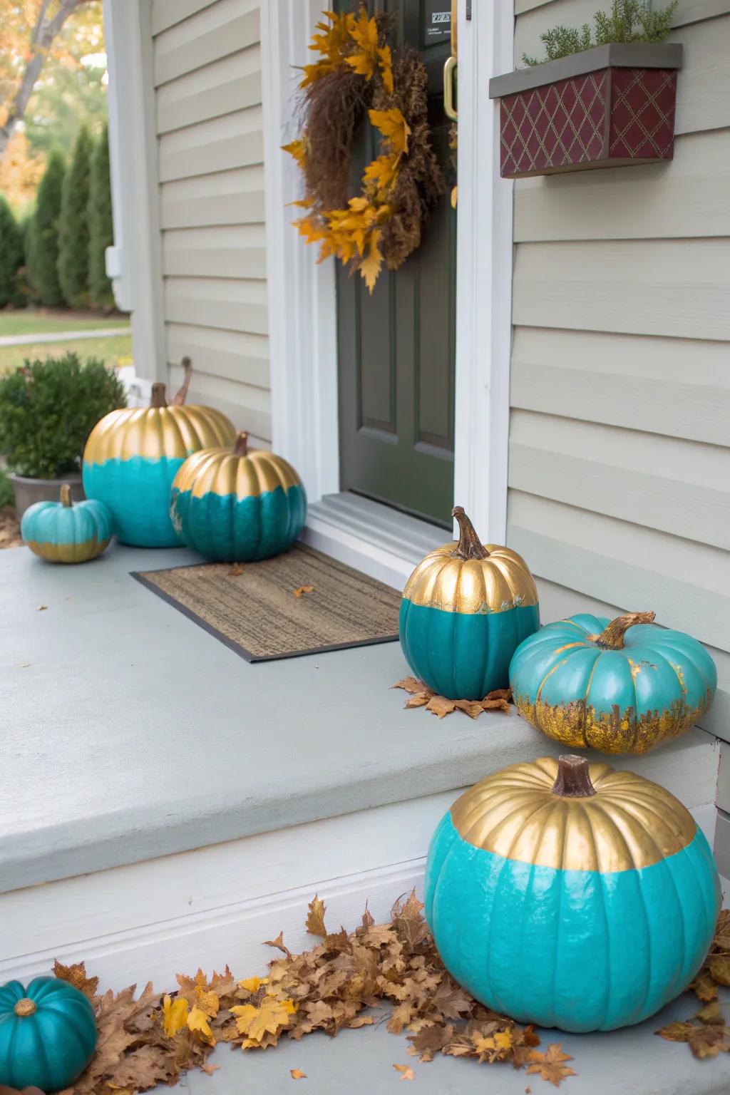 Painted pumpkins offer a modern twist on tradition.