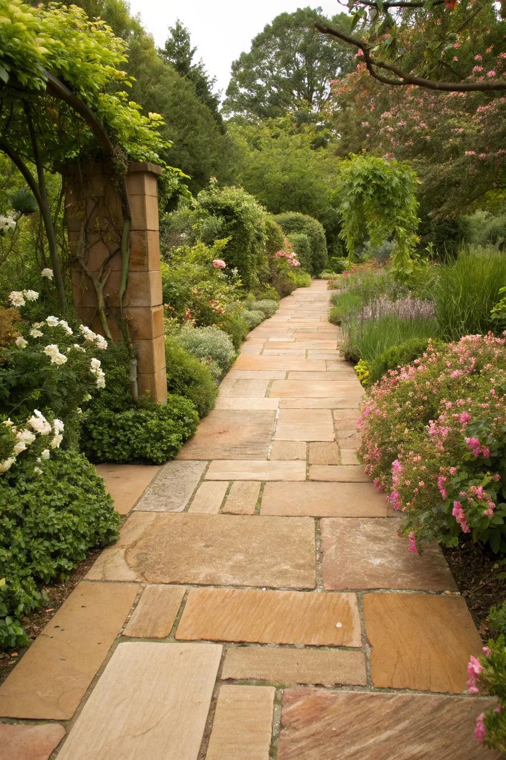 Sandstone provides a warm and inviting tone to this path.