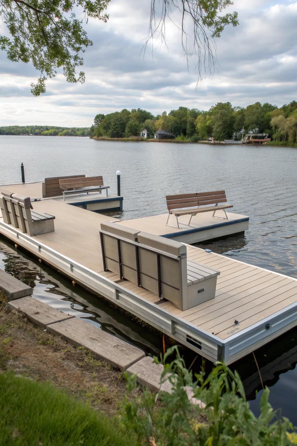 Keep your dock organized with built-in storage solutions.
