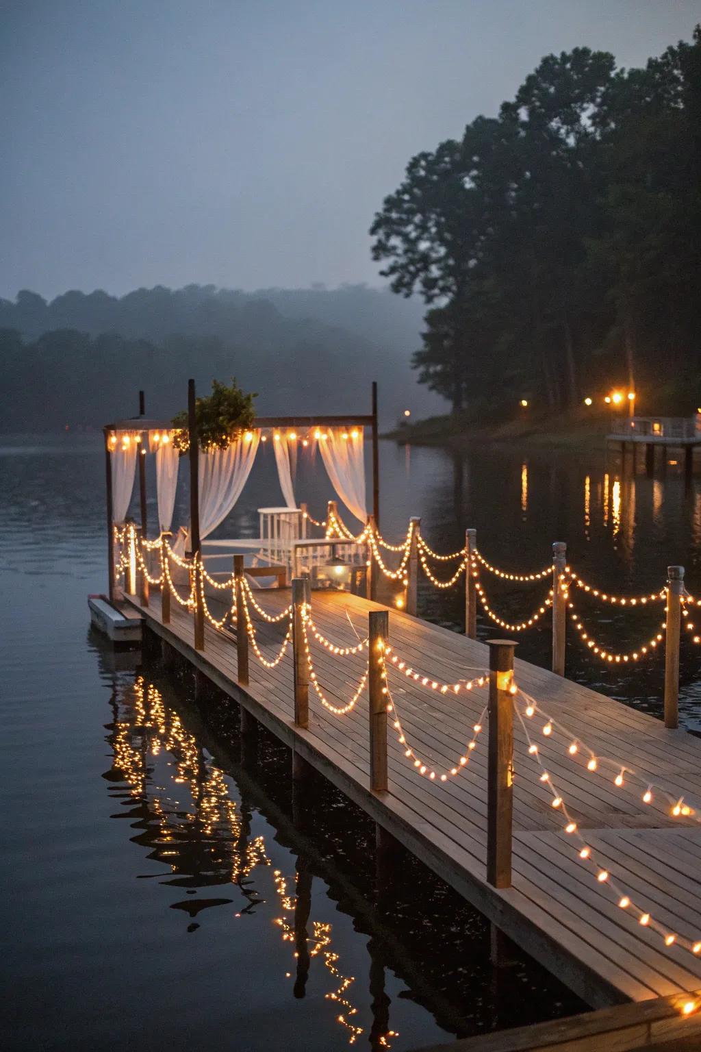 Enchanting lights for a romantic dock atmosphere.