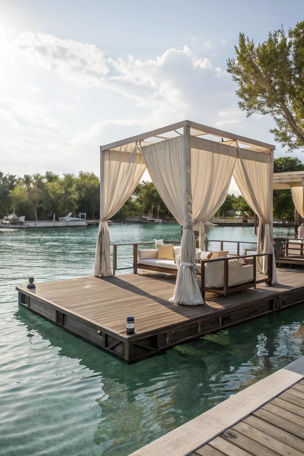 A shaded area on the dock for comfort and style.