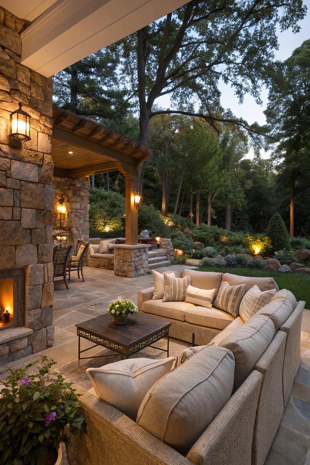 Design inviting outdoor spaces with stone walls.