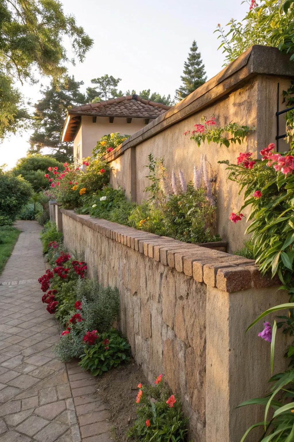 Textured concrete caps offer a stone-like look without the high cost.