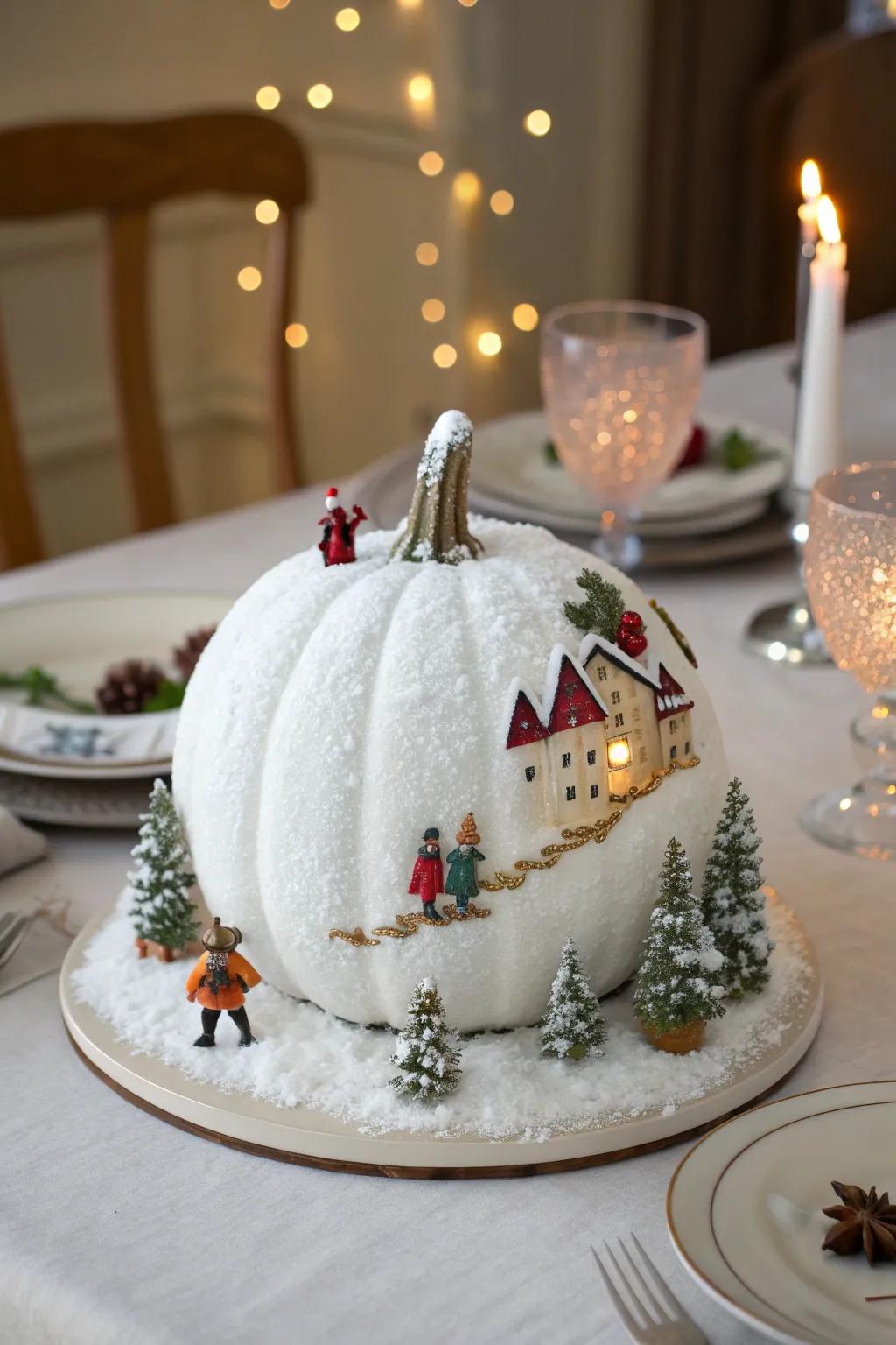 Create a winter wonderland inside your home with these pumpkins.