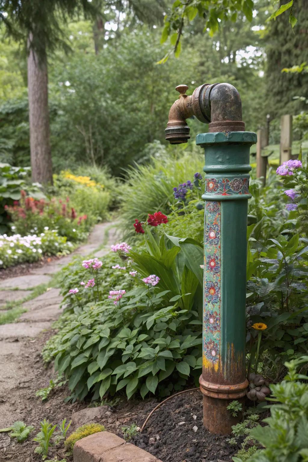 Well pipe expertly camouflaged with paint