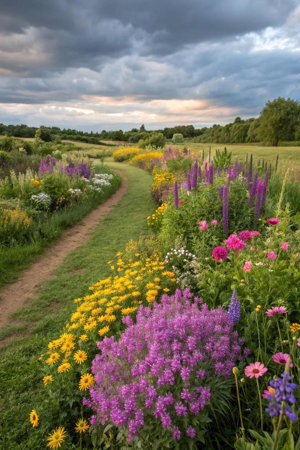 A vibrant garden featuring edible wildflowers.