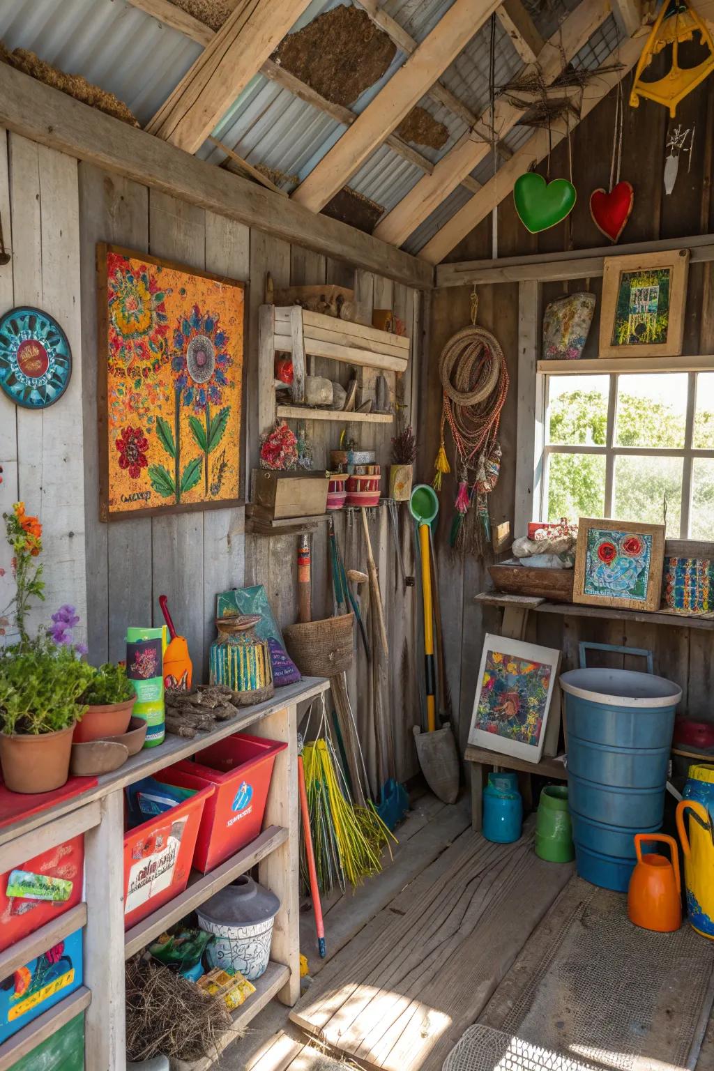Decorative pieces add personality and warmth to your shed.