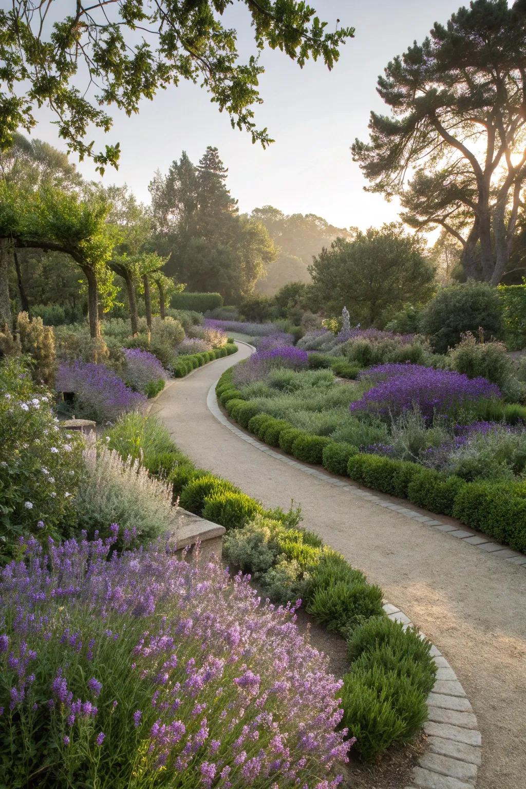 Scented plants enhance the sensory experience of a garden.