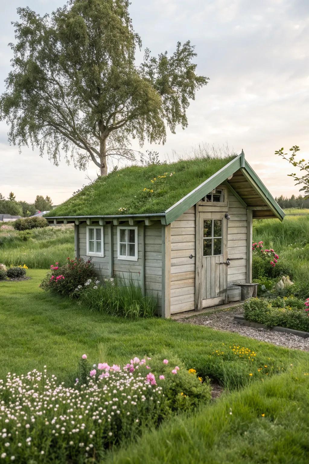 A green roof offers space-saving and environmental benefits.