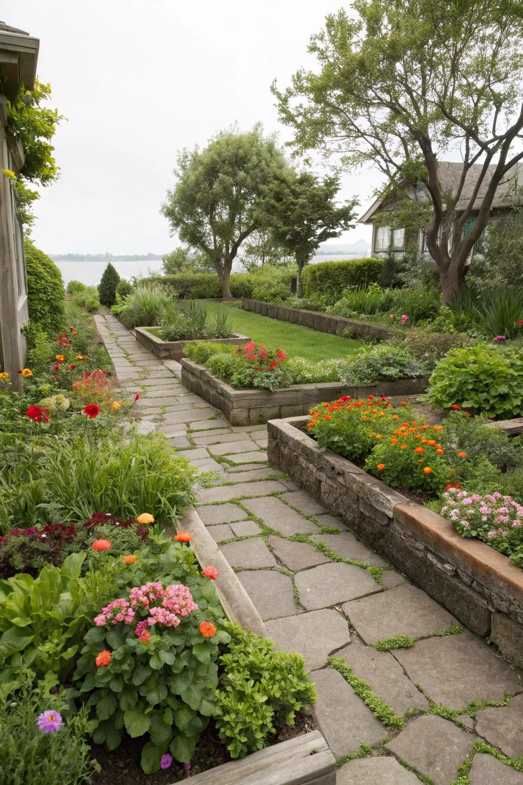 Hardscaping brings structure and style to a compact garden.