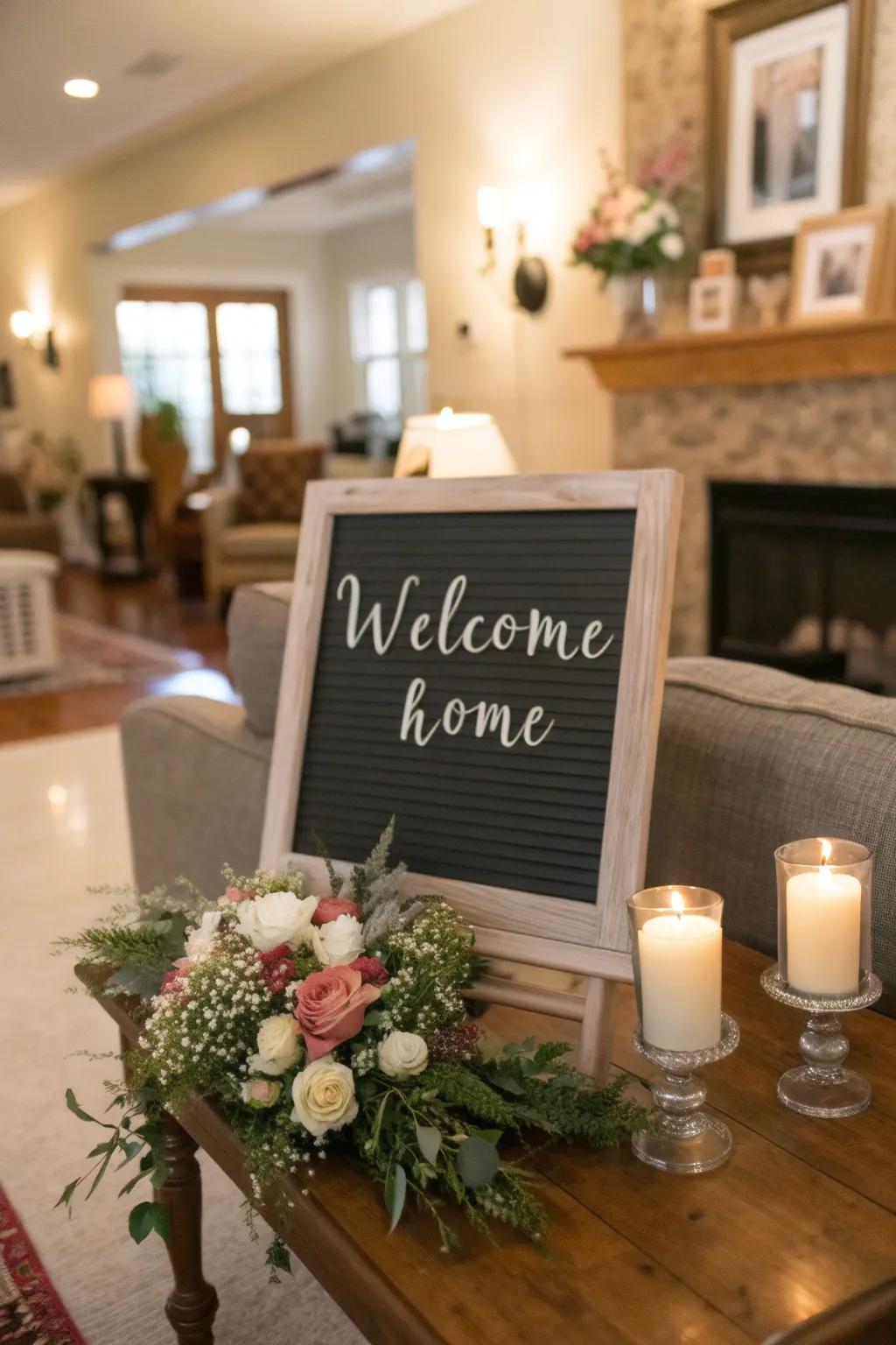 A writing board displaying a heartfelt welcome.