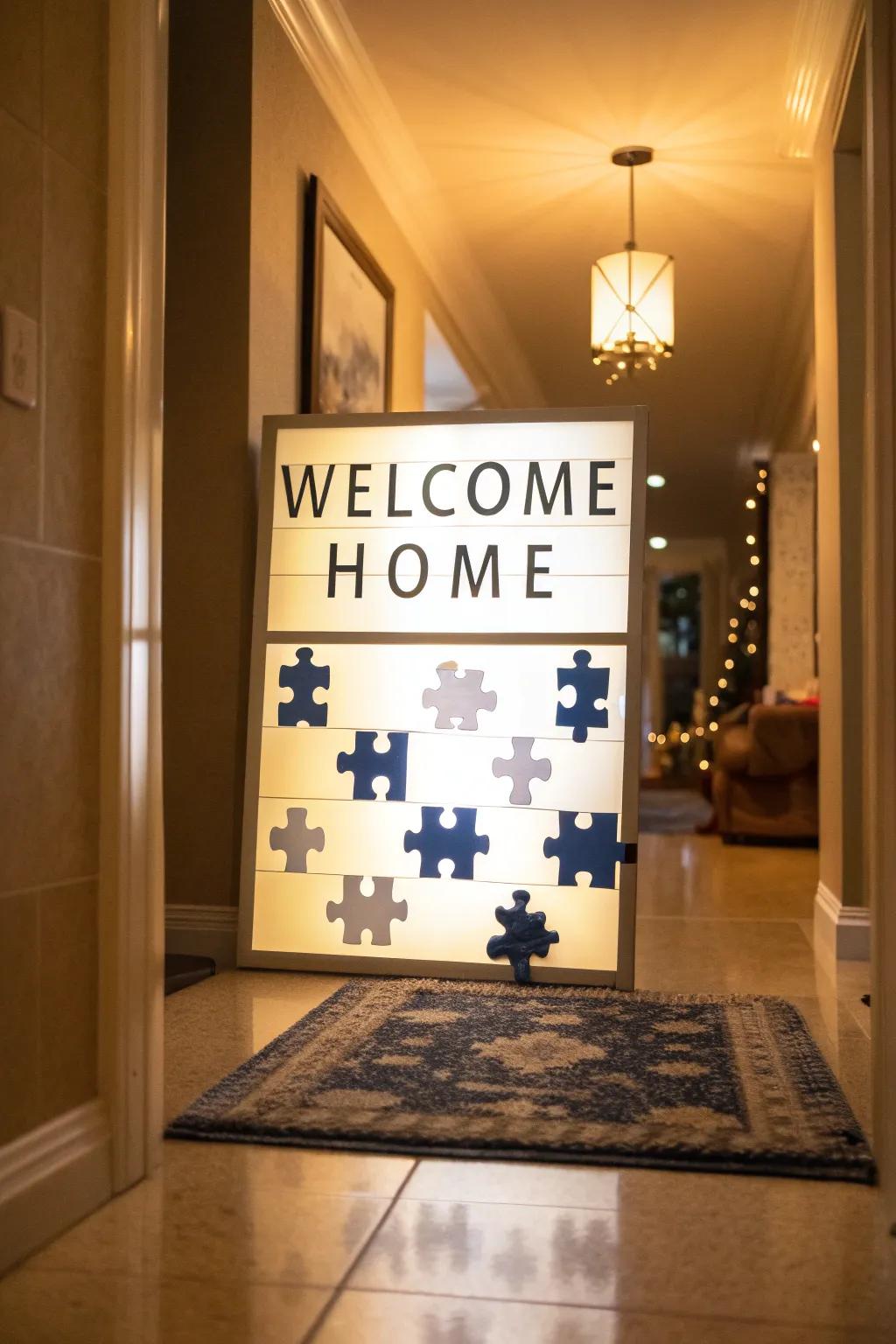 A playful puzzle sign that surprises and delights.