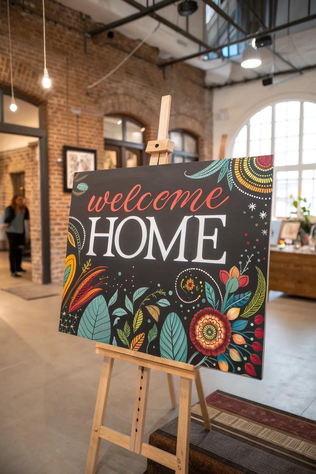 Artistic typography elevating a welcome home sign.