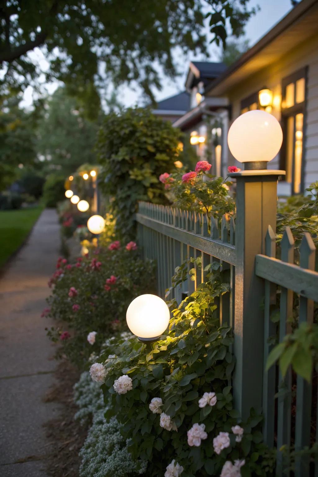 Frosted globe lights provide a soft, sophisticated shine.