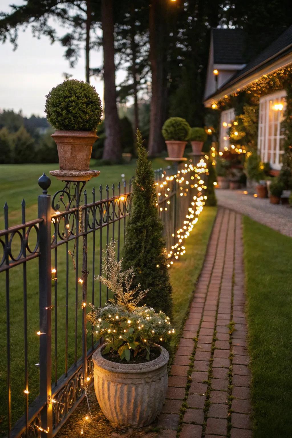 Illuminate topiaries for a festive touch in your garden.