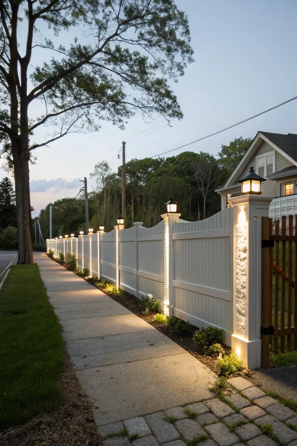 Outline your fence with lights for a sharp and elegant display.