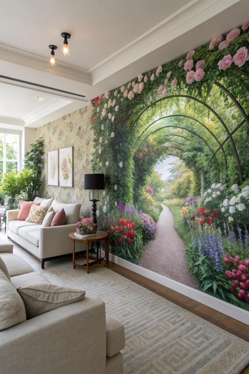 Immersive garden-inspired mural
