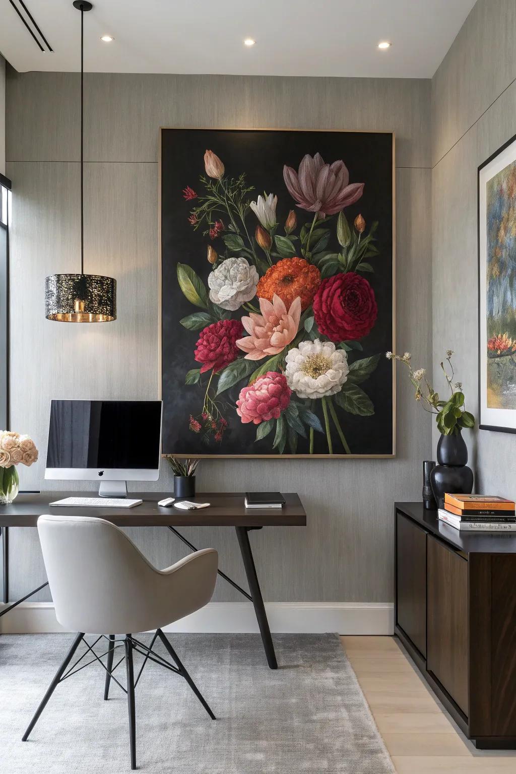 Dramatic floral patterns on a black canvas