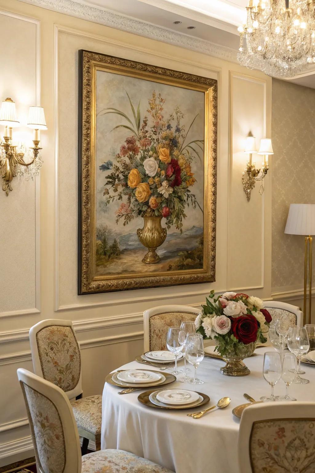 Glamorous metallic floral accents