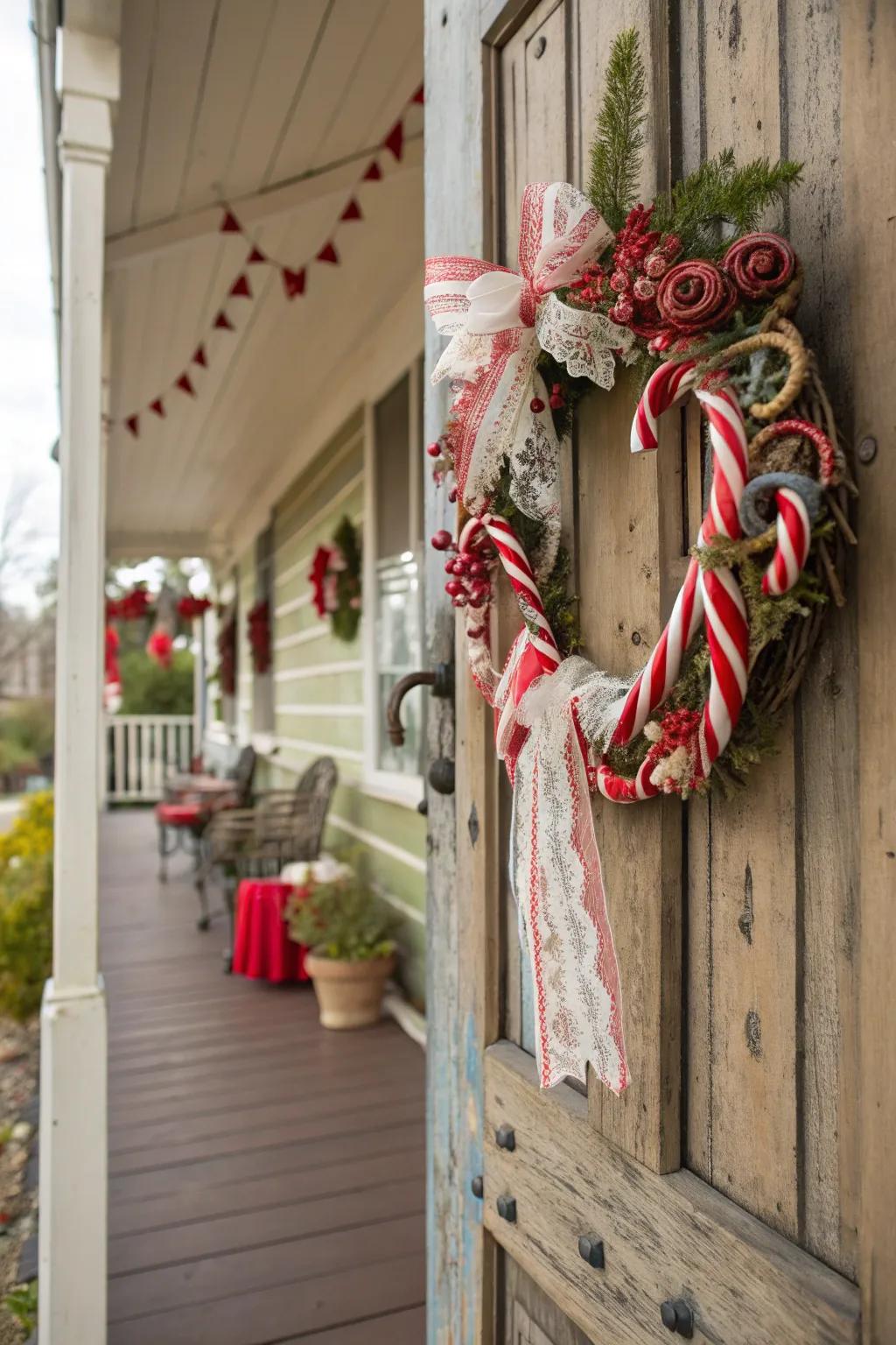 Vintage elements bring nostalgic charm to your wreath.