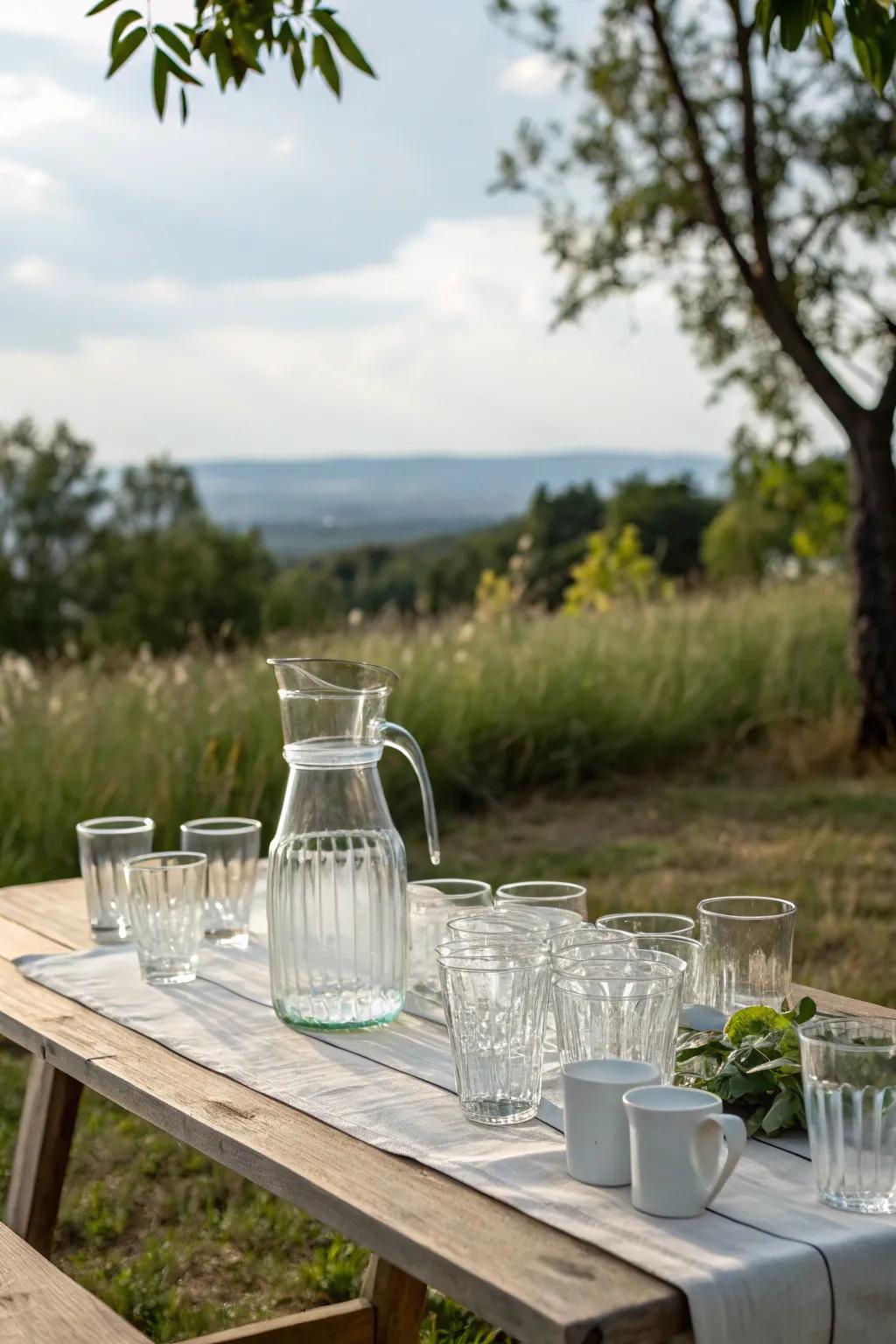 Eco-friendly glassware for a sustainable picnic.