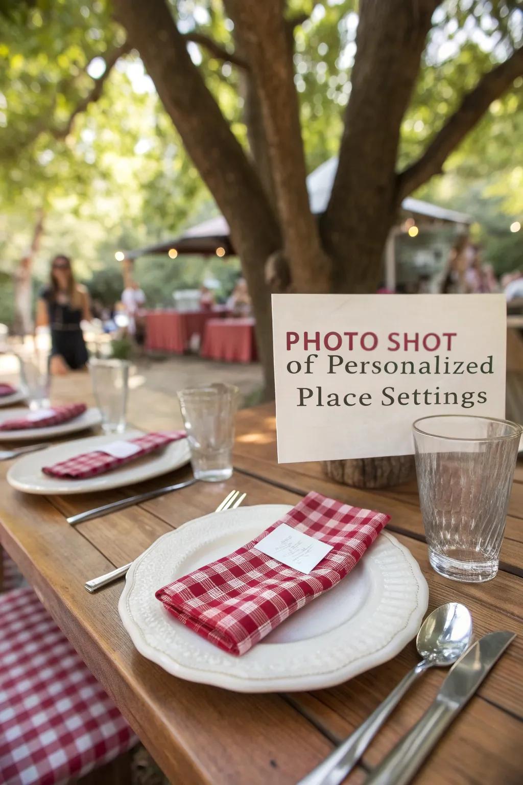 Personalized place settings for an intimate picnic touch.