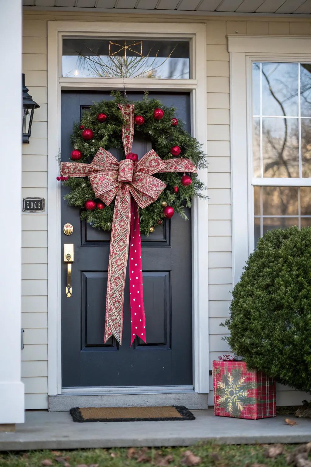 Make your front door the star of your holiday decor.