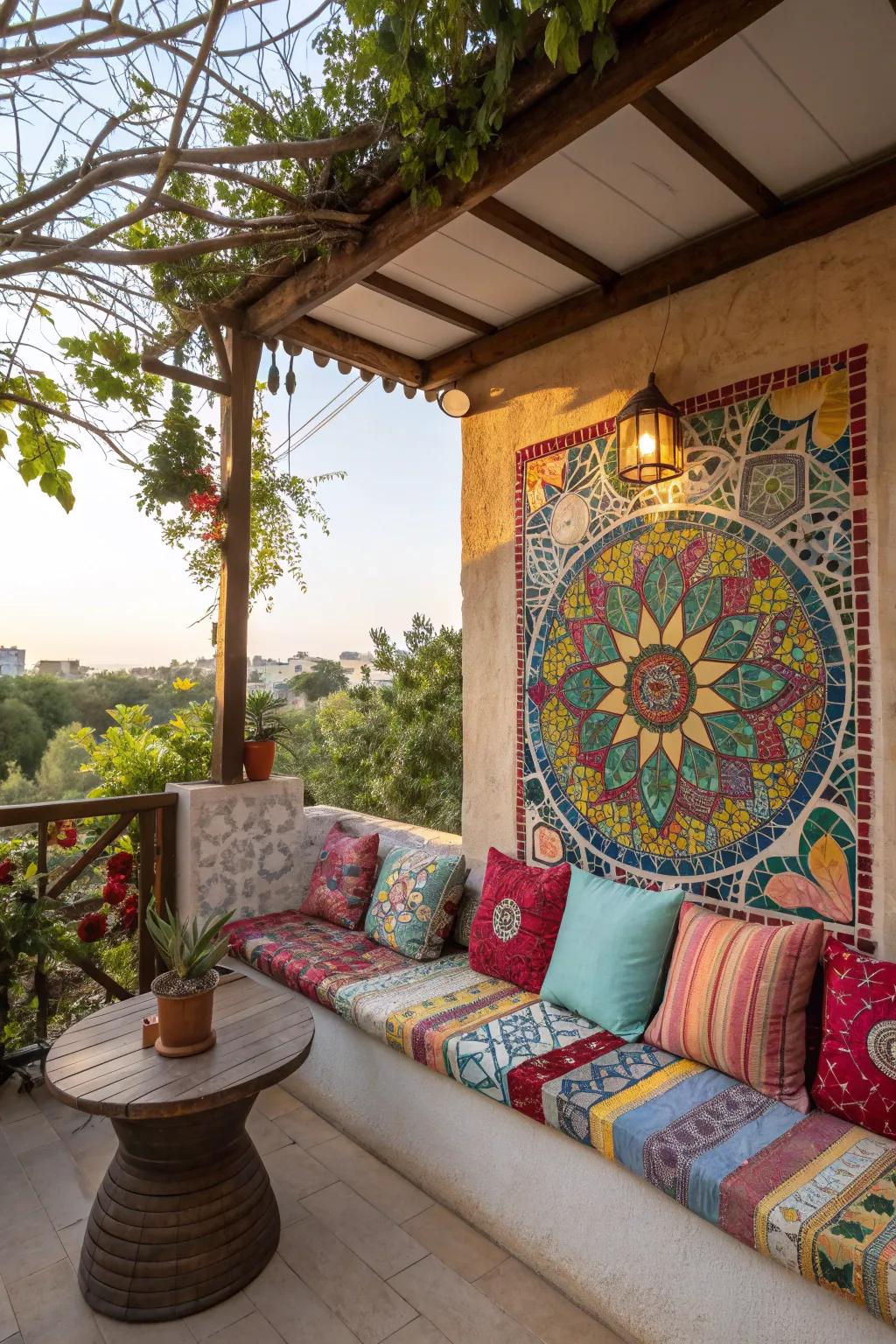 Seating areas and wall decor create a cozy vibe.