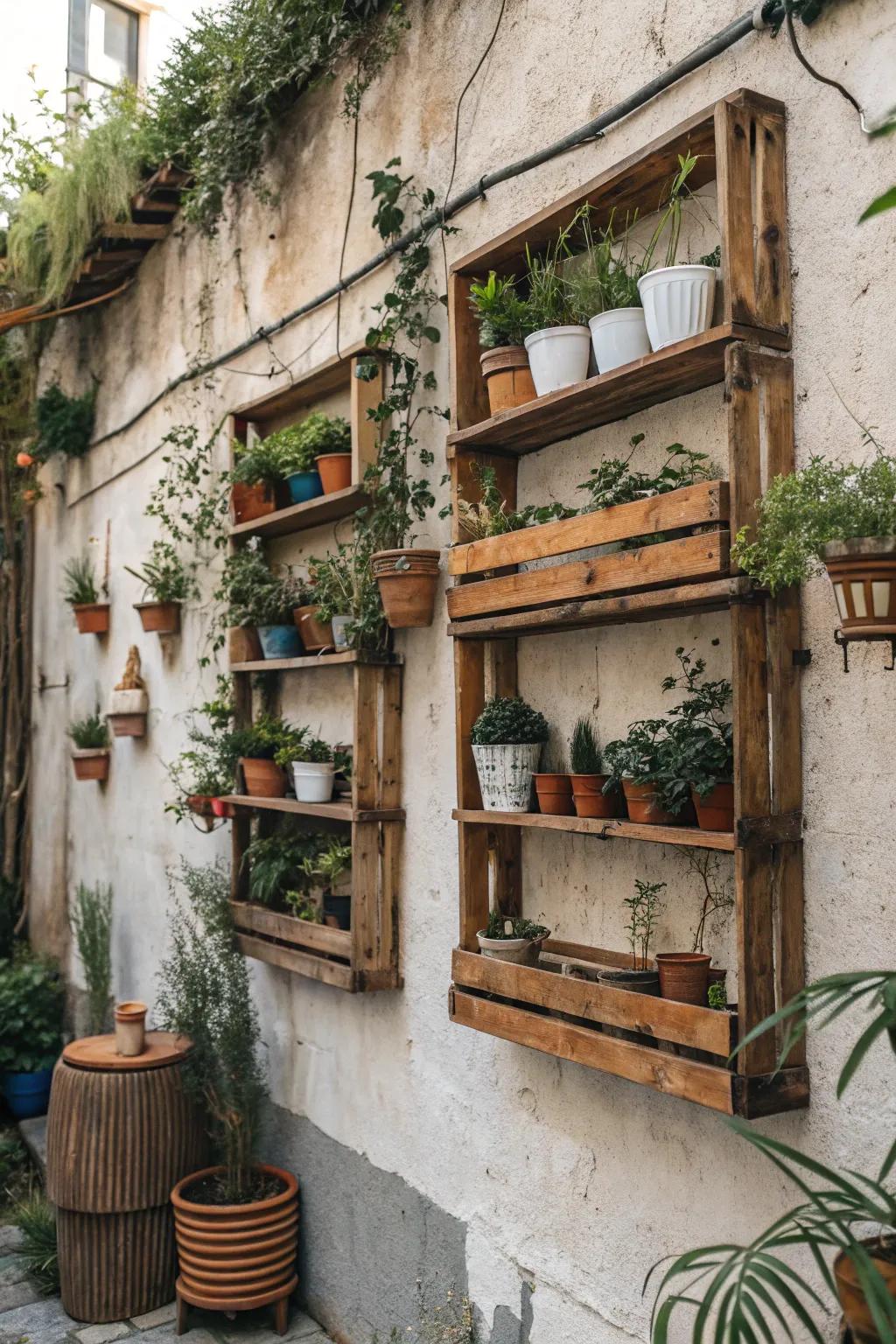 Wall shelves offer a space for seasonal displays.