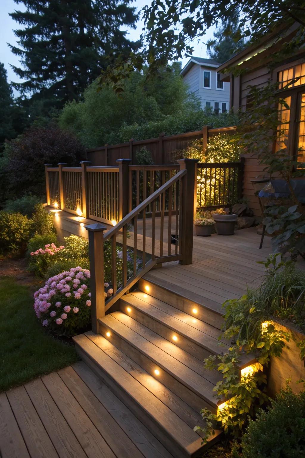 Integrated lighting adds safety and style to your deck.