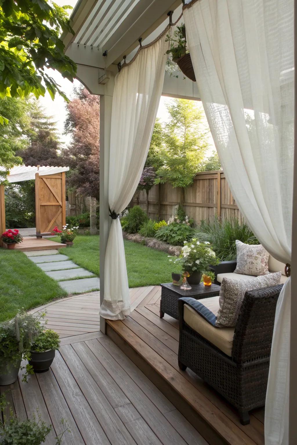 Outdoor curtains add elegance and privacy to your deck.