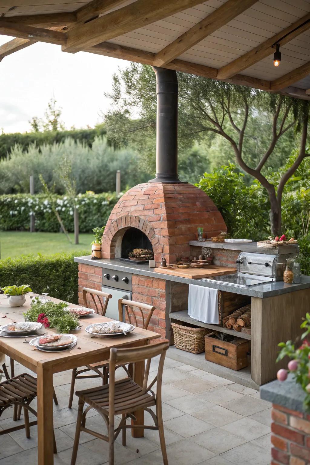 Pizza party ready with a dedicated brick oven.