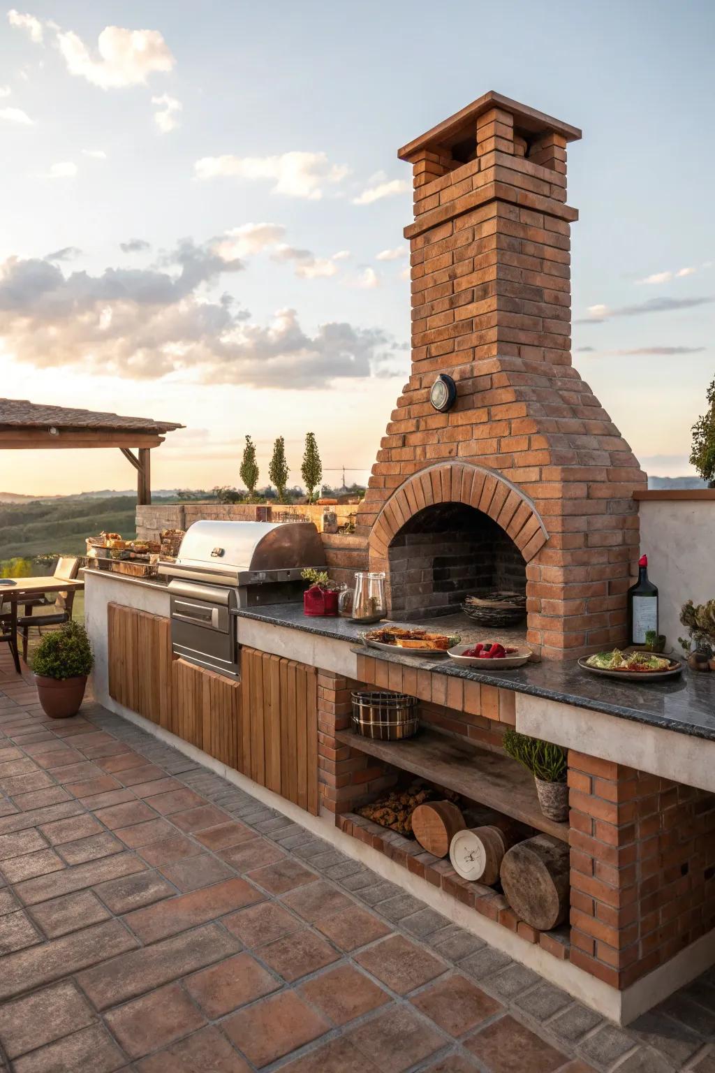 Dramatic fire feature adds warmth and style.