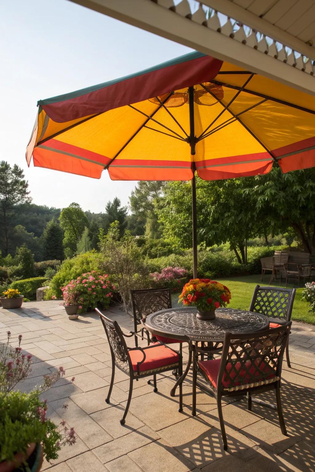 Umbrella awnings are a simple and effective solution.