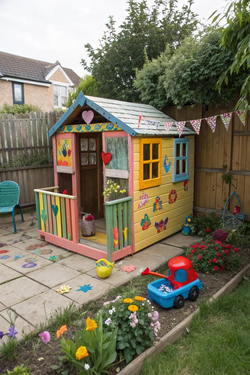 A magical playhouse crafted from pallets for kids.