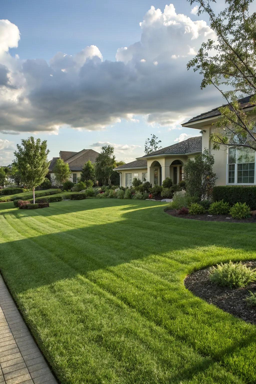 A well-maintained lawn provides a pristine backdrop for your garden.
