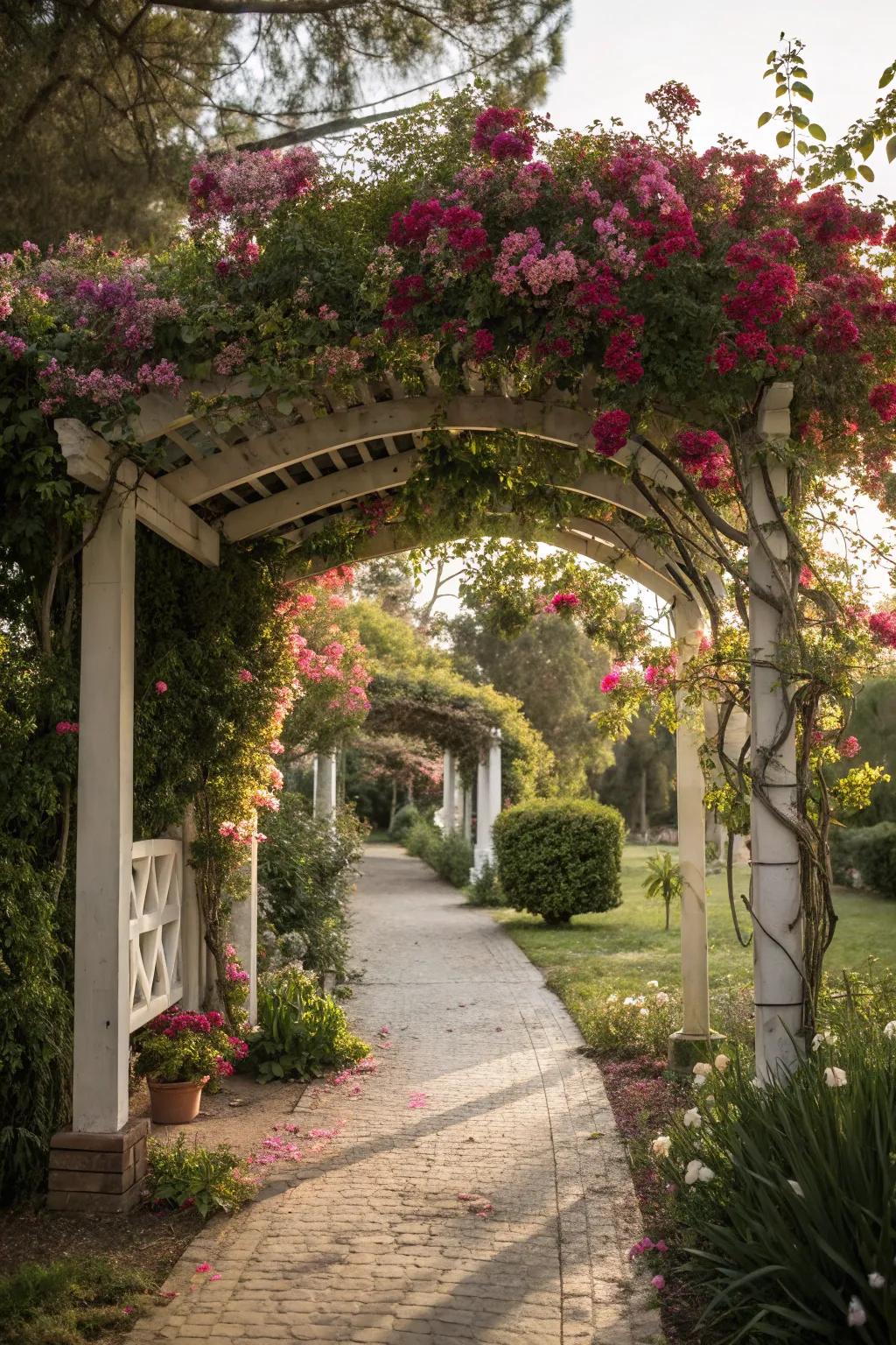 Pergolas create an inviting and shaded entrance to your garden.
