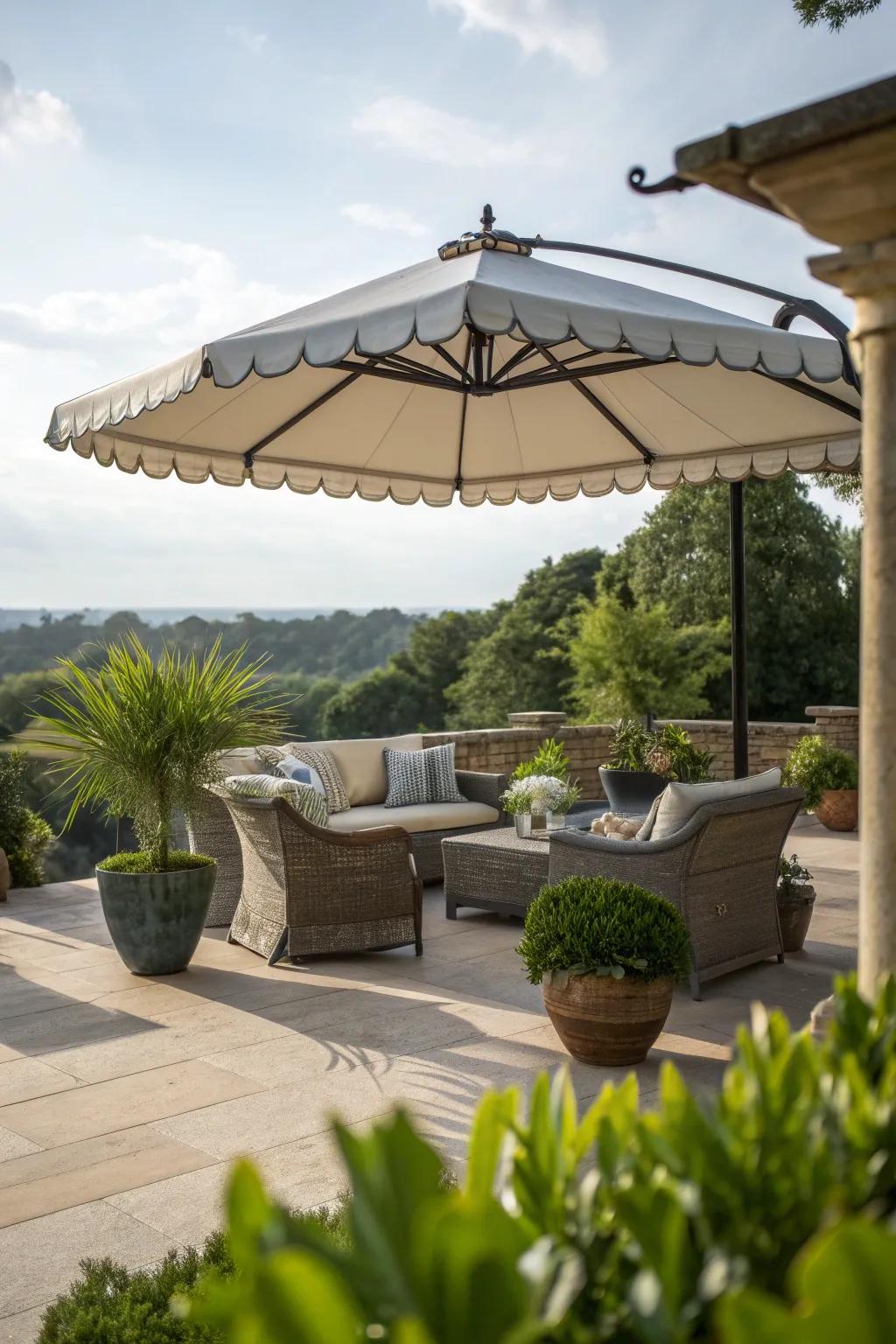 A patio with practical and stylish shade solutions.