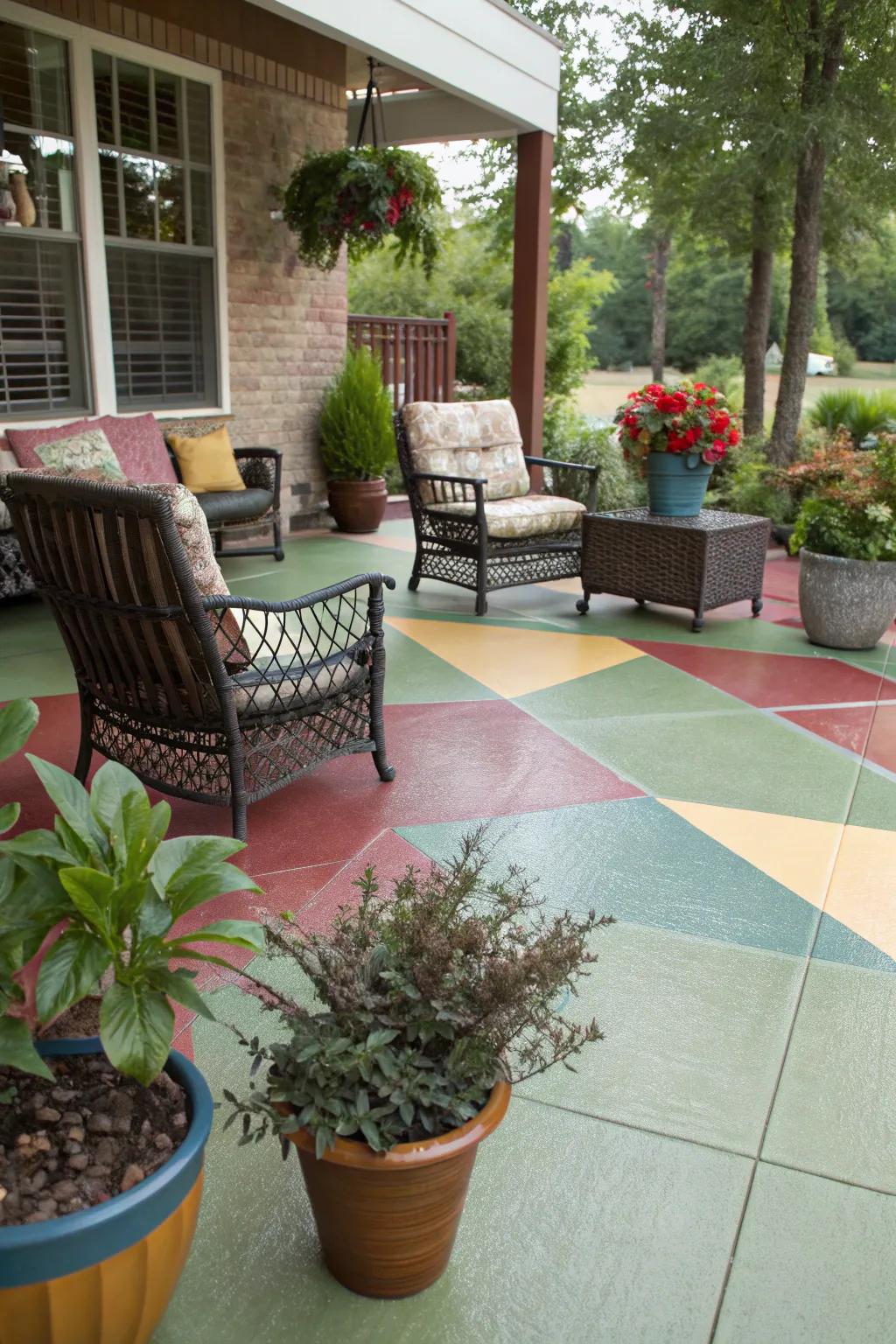 Epoxy floors that complement and enhance patio decor.